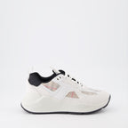 Sneaker Baskets en cuir et mesh Burberry Beige Femme