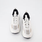 Sneaker Baskets en cuir et mesh Burberry Beige Femme