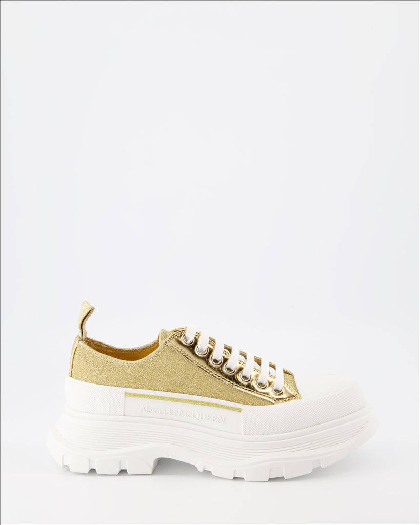 Sneaker Baskets Tread Slick en toile Alexander McQueen Gold Femme