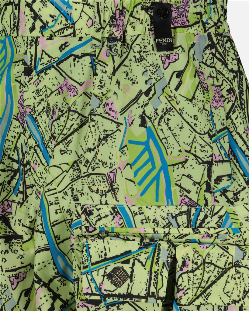 ショートパンツ バミューダ フェンディの地図 Fendi 緑 男