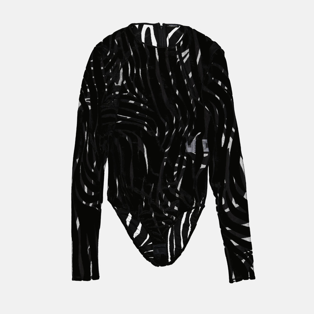 Tops Zebra Bodysuit Versace Black Women