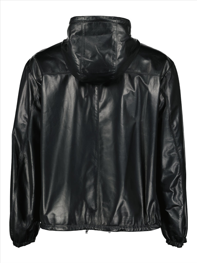 Mäntel Leder Bomber Prada Schwarz Homme