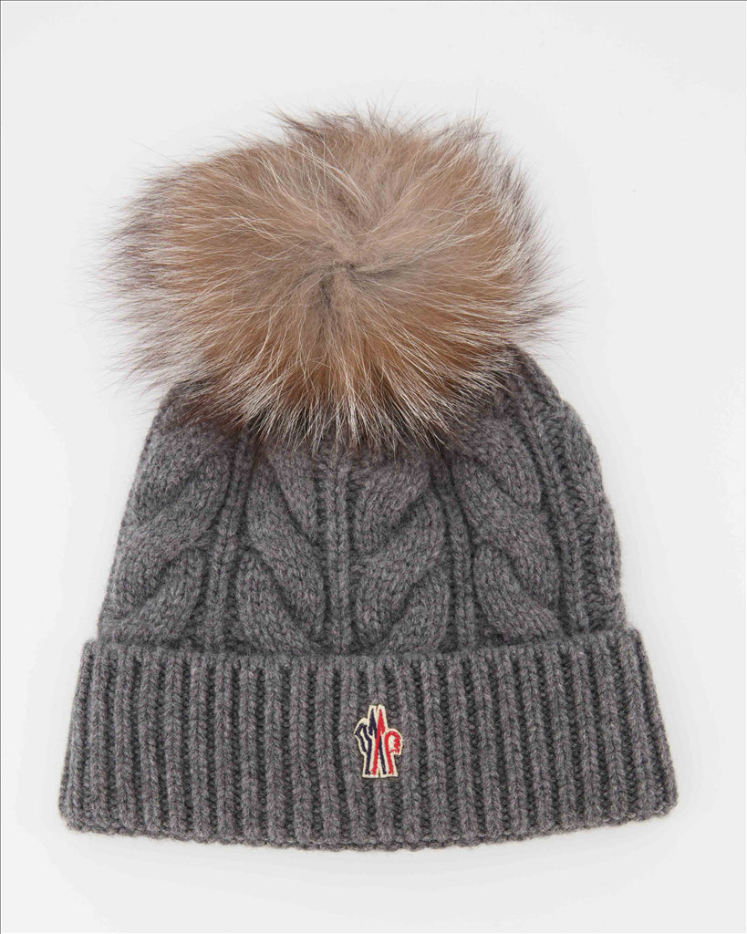 ハット・キャップ・ビーニー ポンポンハット Moncler Grenoble グレー 女性