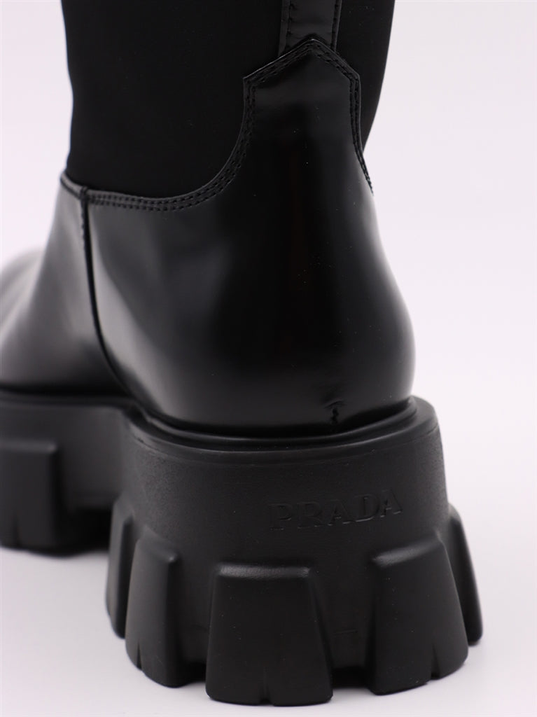 Bottes Bottes à logo Prada Noir Femme