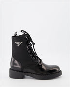 Ankle boots Combat ankle boots in leather and Re-Nylon Prada Black Women