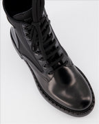 Ankle boots Combat ankle boots in leather and Re-Nylon Prada Black Women