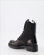 Ankle boots Combat ankle boots in leather and Re-Nylon Prada Black Women