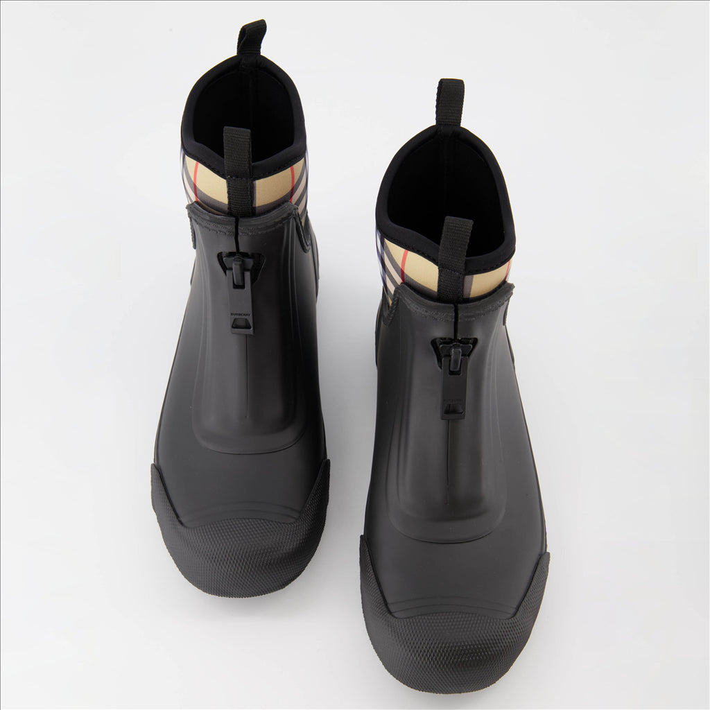 Baskets Bottines à carreaux Noir Burberry Noir Femme