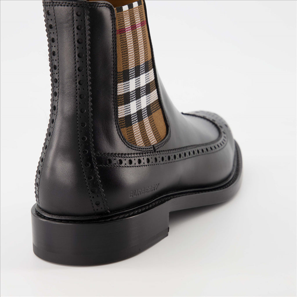 Bottes et bottines Bottines à carreaux Burberry Noir Homme