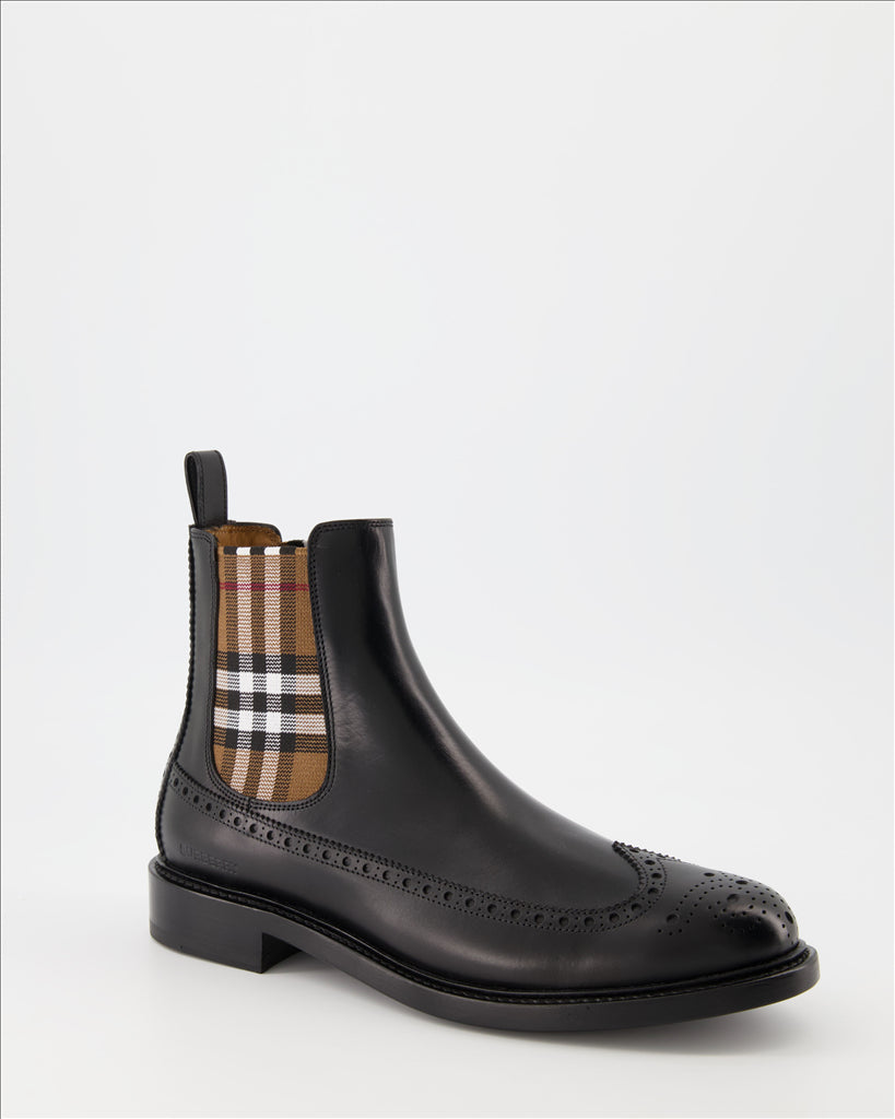 Bottes et bottines Bottines à carreaux Burberry Noir Homme