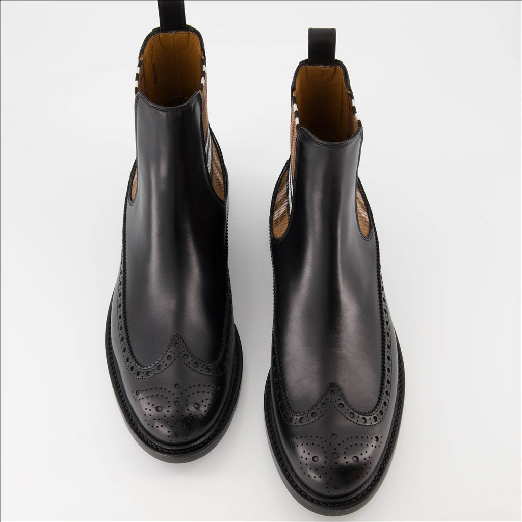 Bottes et bottines Bottines à carreaux Burberry Noir Homme