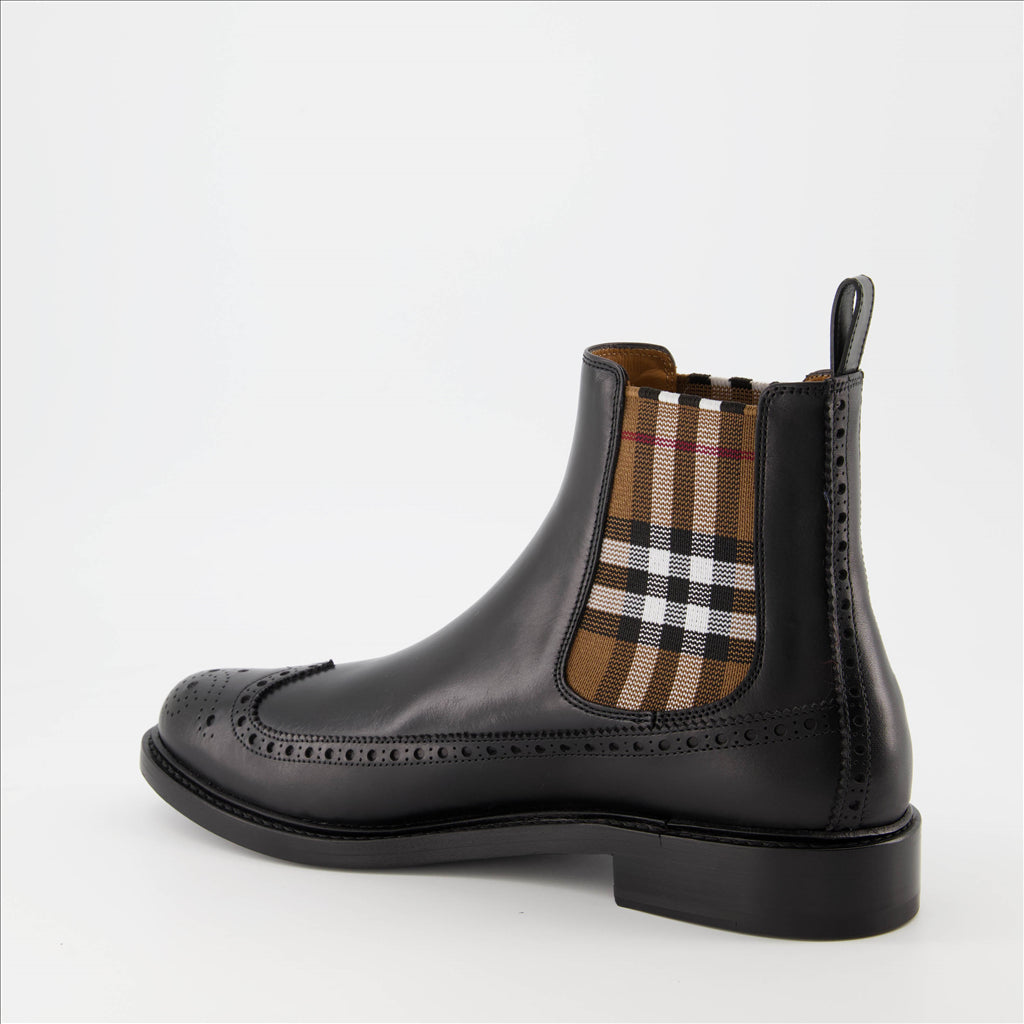 Bottes et bottines Bottines à carreaux Burberry Noir Homme