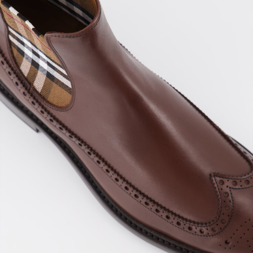 Bottes et bottines Bottines à carreaux Burberry Marron Homme