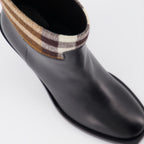 Bottines Bottines en cuir à carreaux Burberry Noir Femme