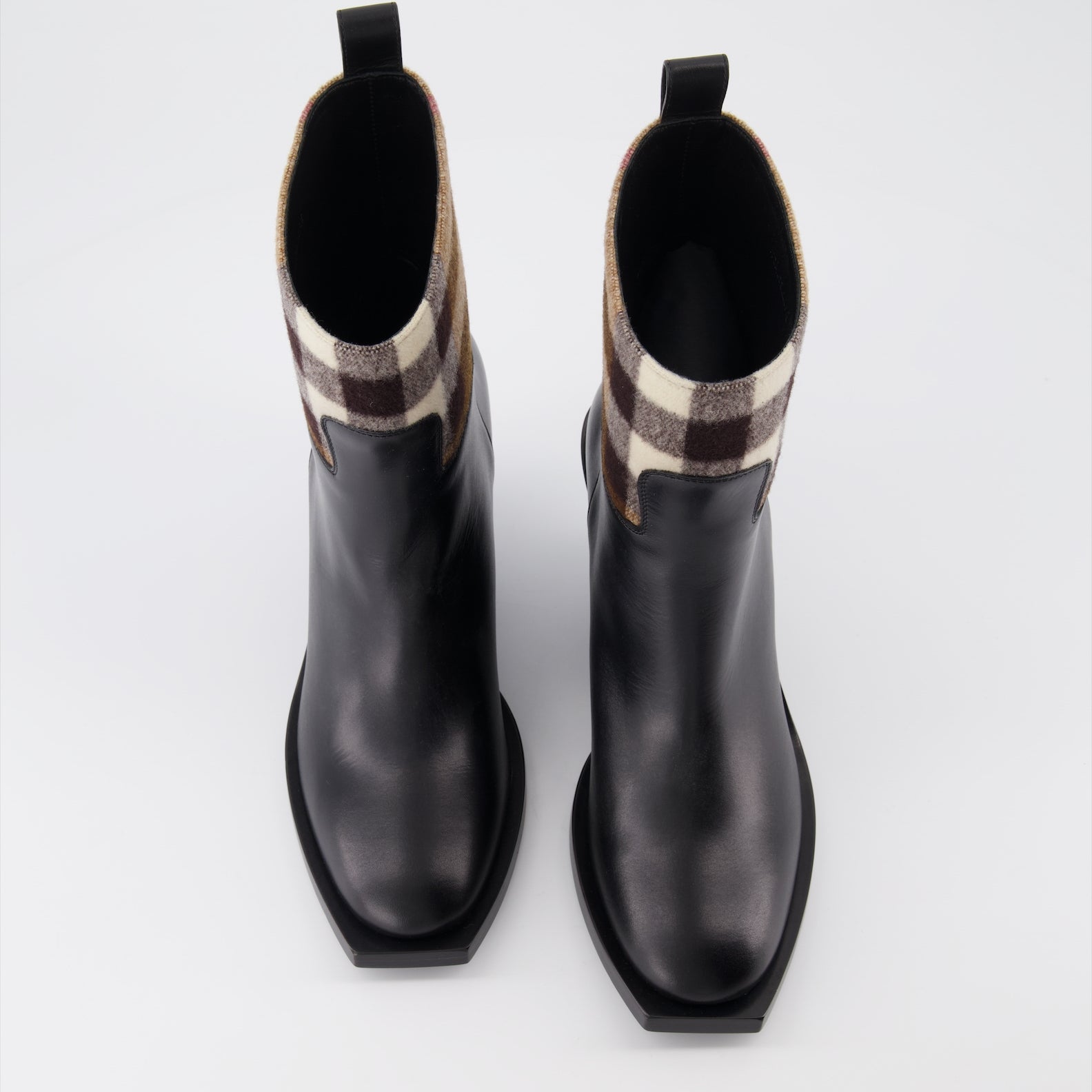 Bottines Bottines en cuir à carreaux Burberry Noir Femme