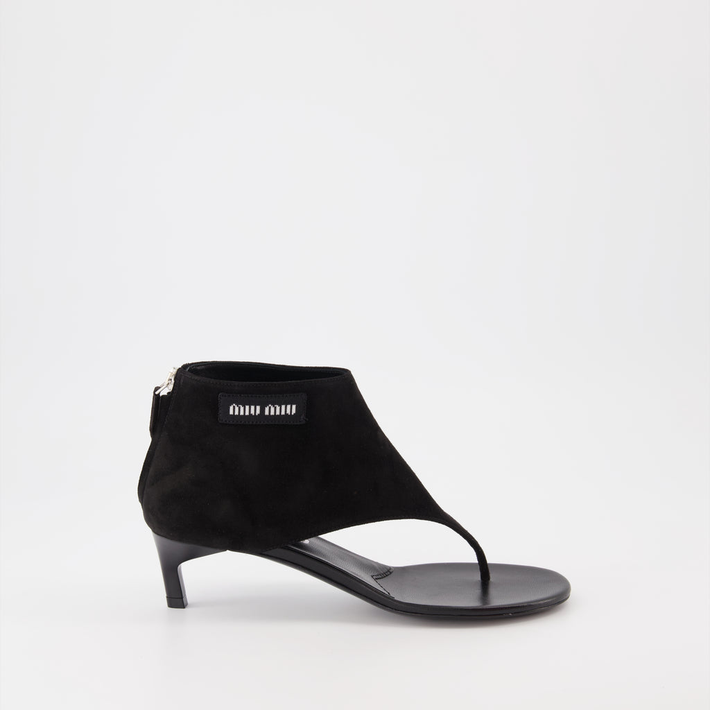 Bottines tongs en cuir noir