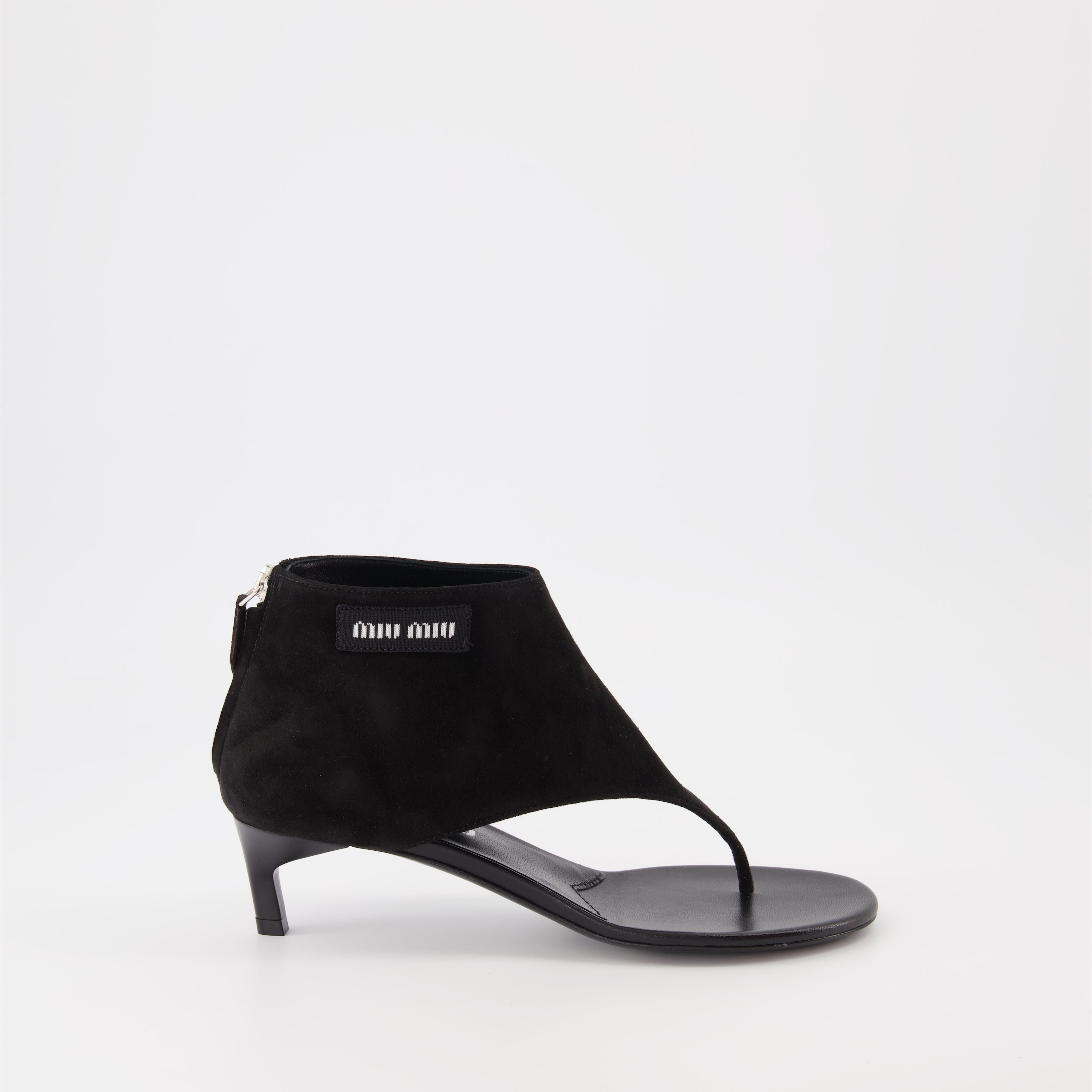 Bottines tongs en cuir noir