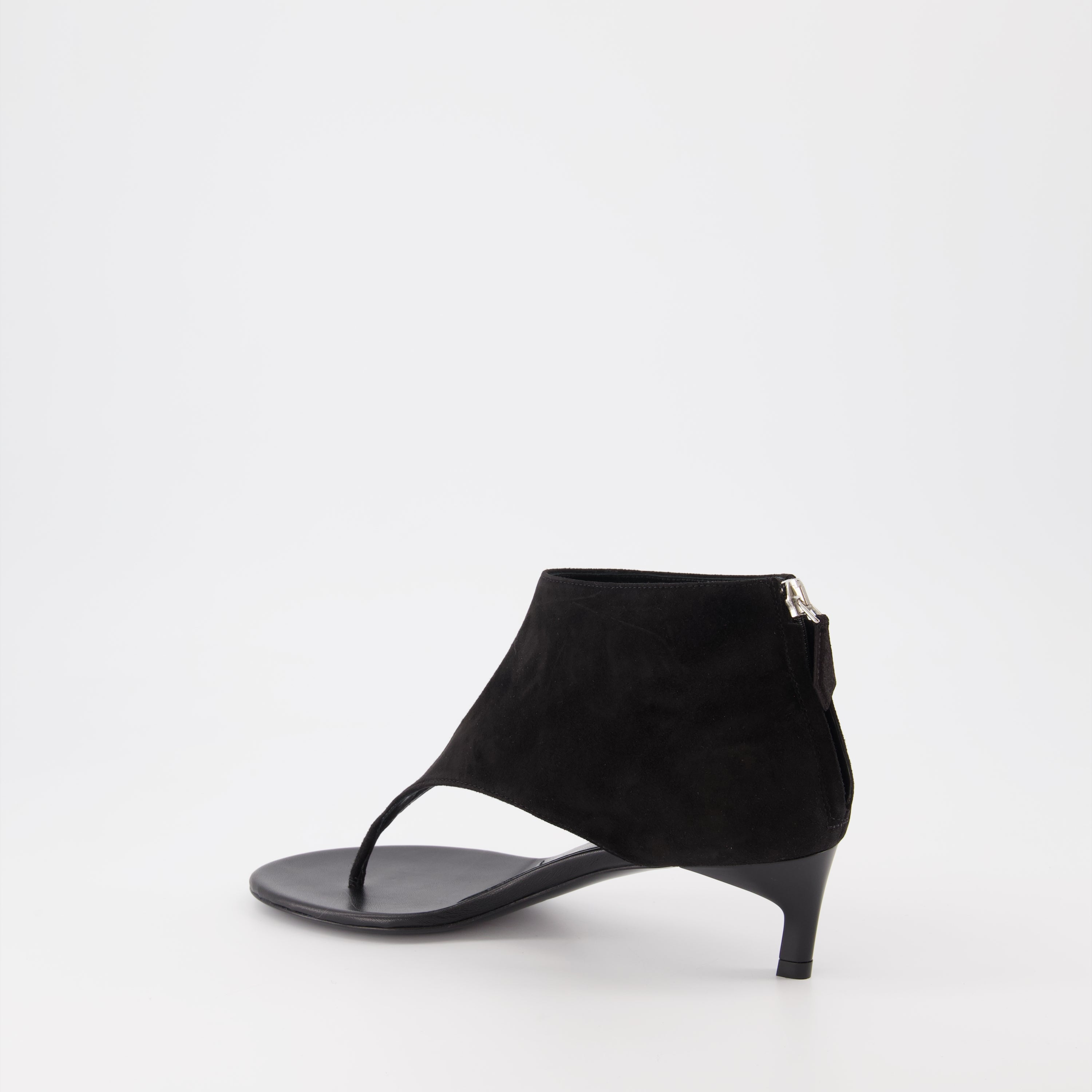Bottines tongs en cuir noir
