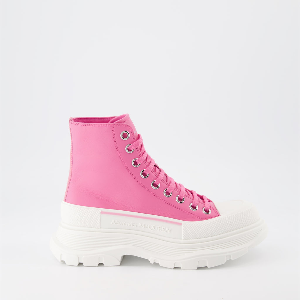 Botins Bottines Tread Slick Alexander McQueen Rosa Femme