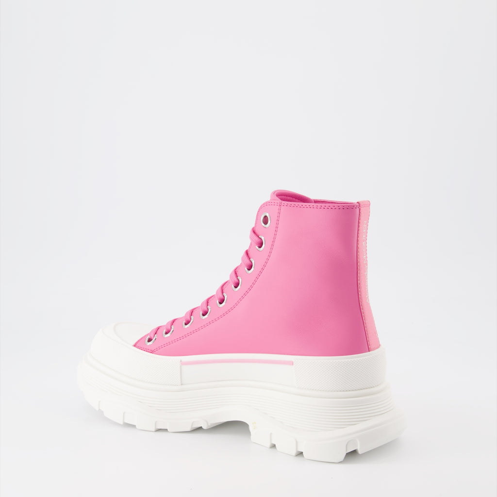 Botins Bottines Tread Slick Alexander McQueen Rosa Femme