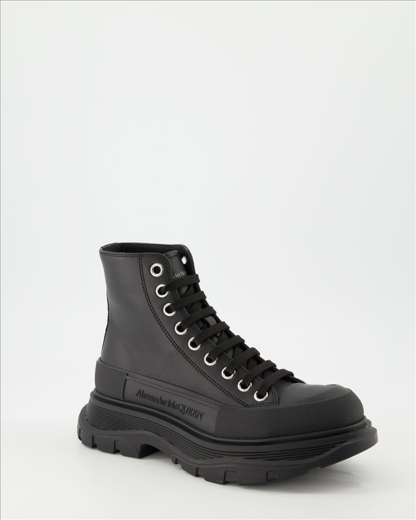 Tênis Bottines Tread Slick Alexander McQueen Preto Homme