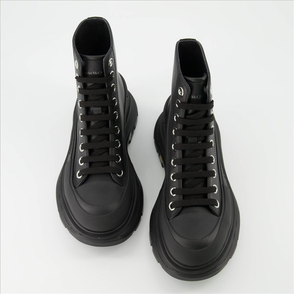 Tênis Bottines Tread Slick Alexander McQueen Preto Homme