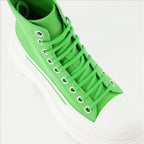 Botins Bottines Tread Slick Alexander McQueen Verde Femme