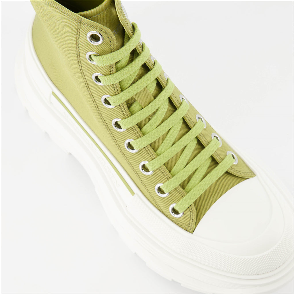 Botins Bottines Tread Slick Alexander McQueen Verde Femme