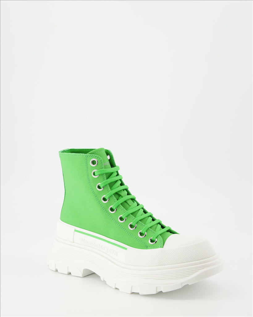 Botins Bottines Tread Slick Alexander McQueen Verde Femme