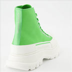 Botins Bottines Tread Slick Alexander McQueen Verde Femme