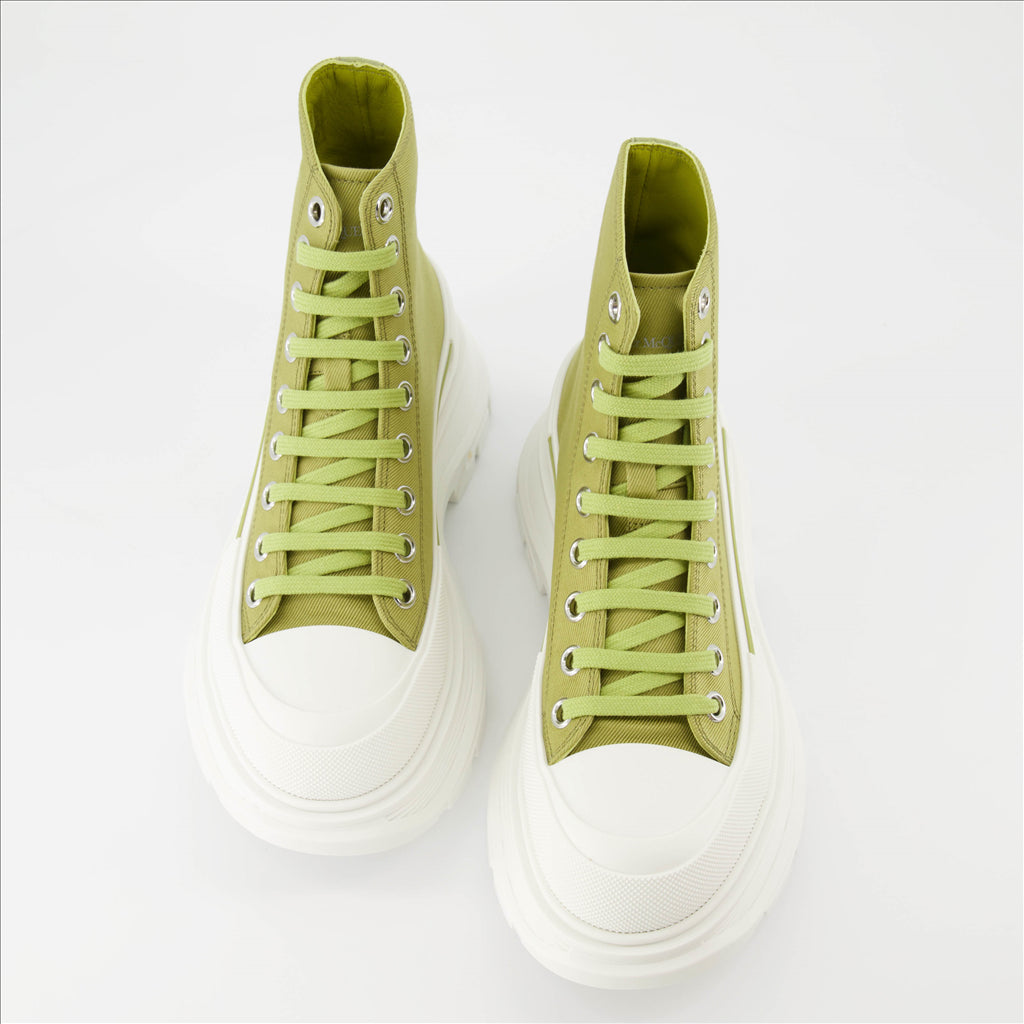 Botins Bottines Tread Slick Alexander McQueen Verde Femme