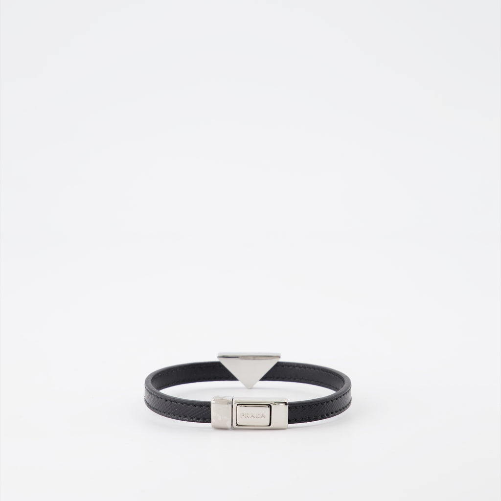 Jewelry Triangle logo bracelet Prada Black Man