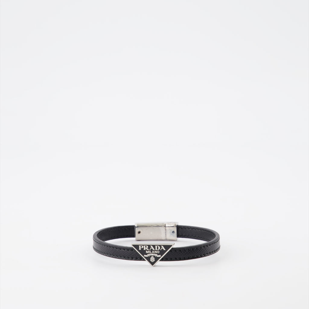 Jewelry Triangle logo bracelet Prada Black Man