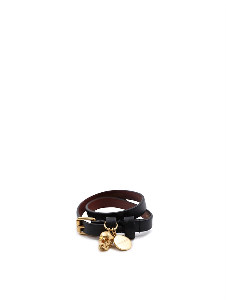 Joias Bracelet Skull en cuir Alexander McQueen Preto Femme