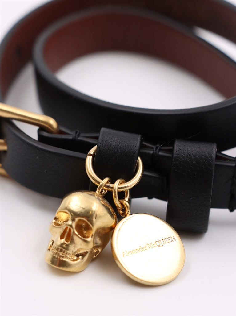 Joias Bracelet Skull en cuir Alexander McQueen Preto Femme