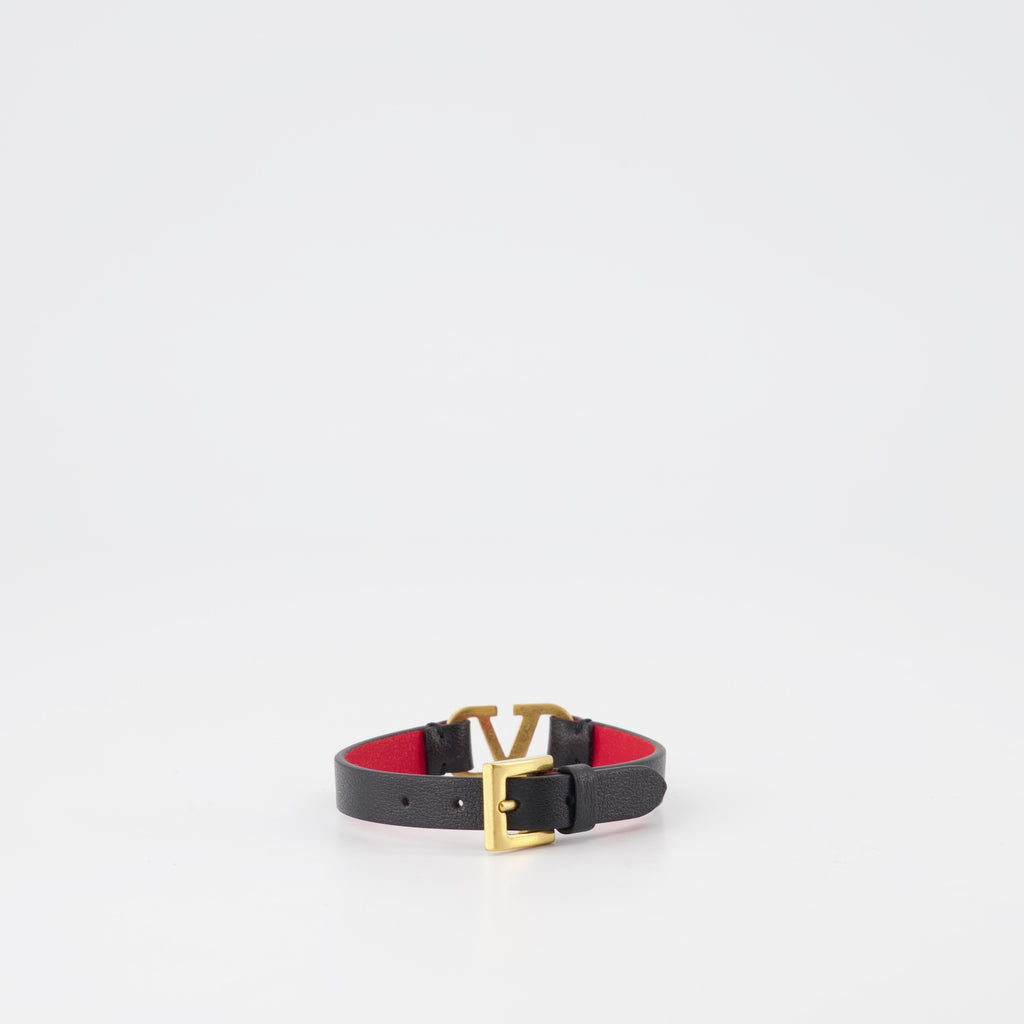 Bracelet VLogo en cuir noir