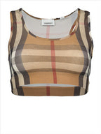 Tops Brassière à carreaux Burberry Marron Femme