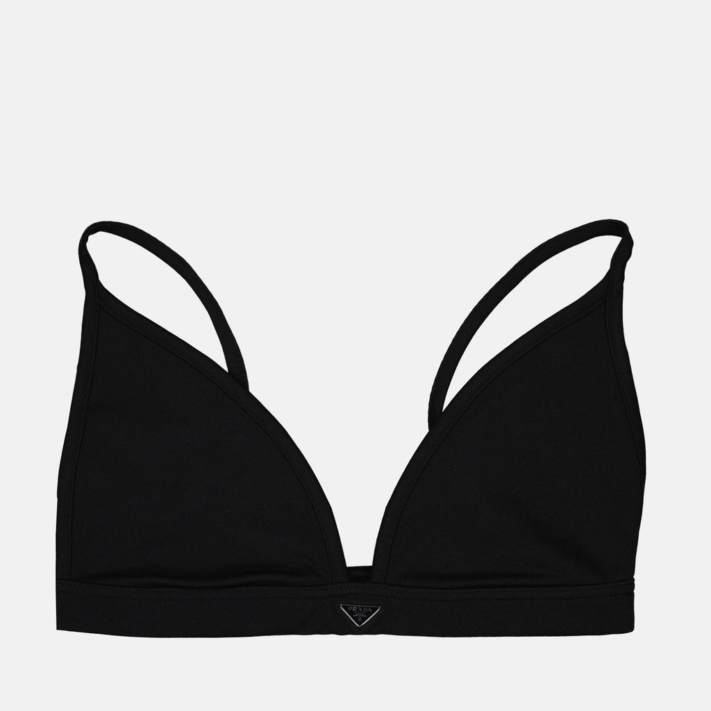 Tops Brassière à logo triangle Prada Preto Femme