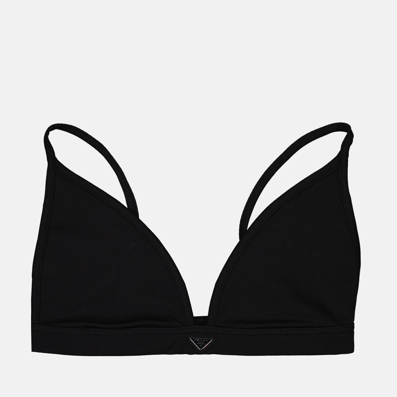 Tops Brassière à logo triangle Prada Preto Femme
