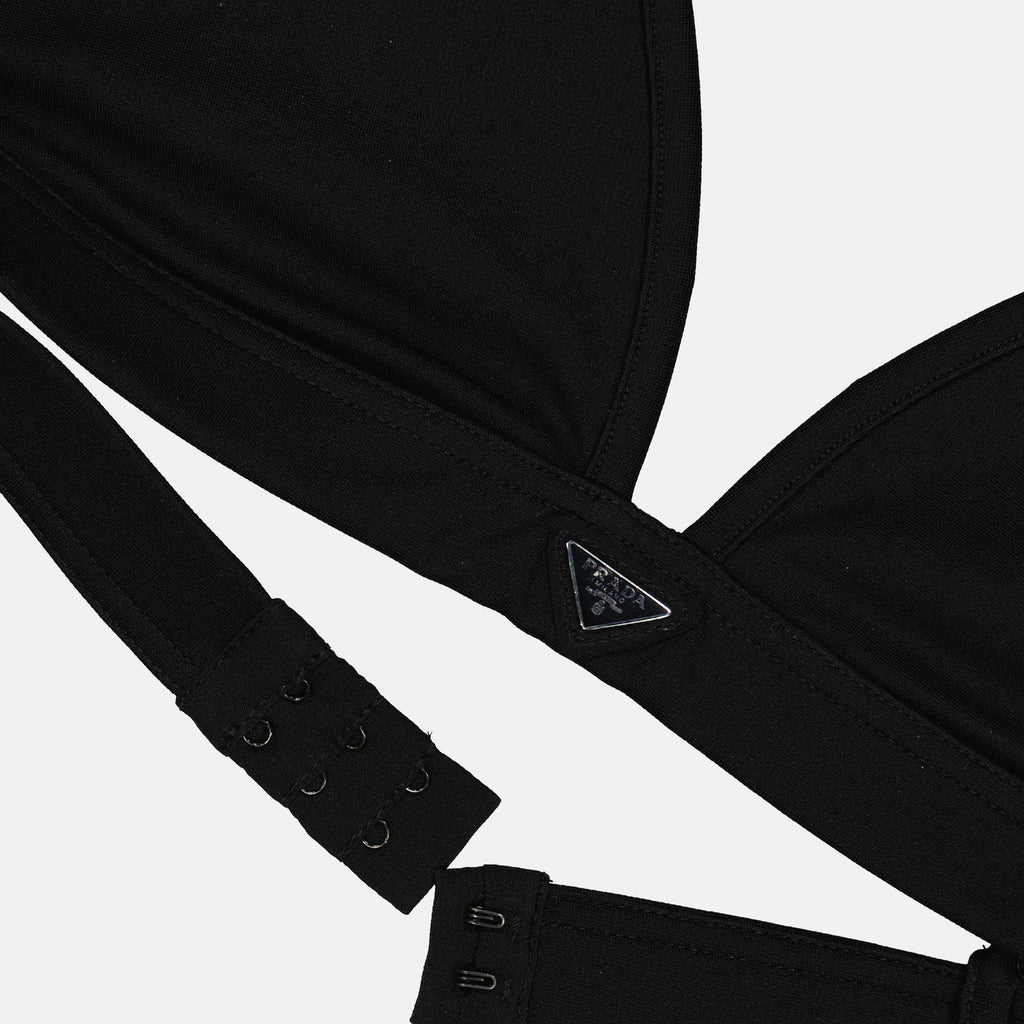 Tops Brassière à logo triangle Prada Preto Femme