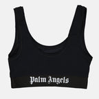 Top Brassière à logo Palm Angels Nero Femme