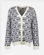 Maille Cardigan à logo Miu Miu Gris Femme