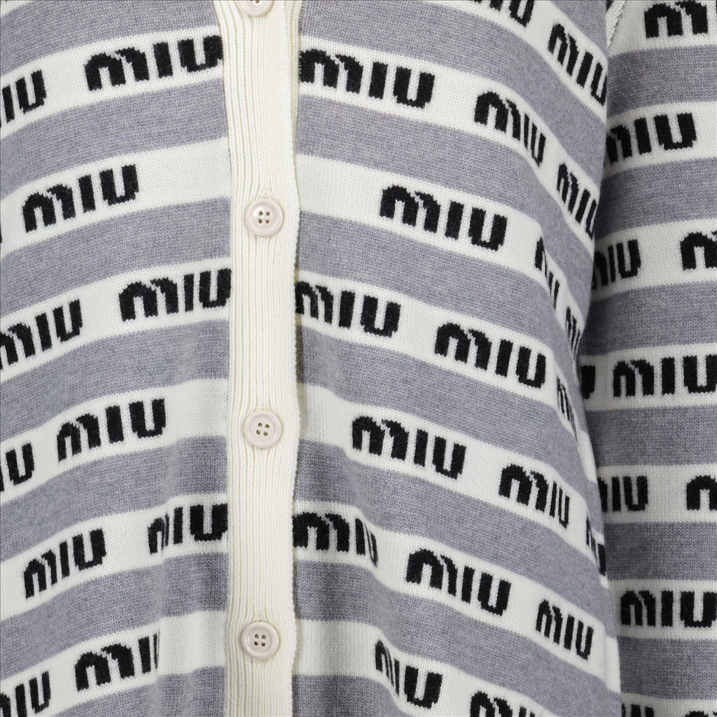 Maille Cardigan à logo Miu Miu Gris Femme