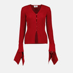 Maille Cardigan côtelé Ami PARIS Rouge Femme