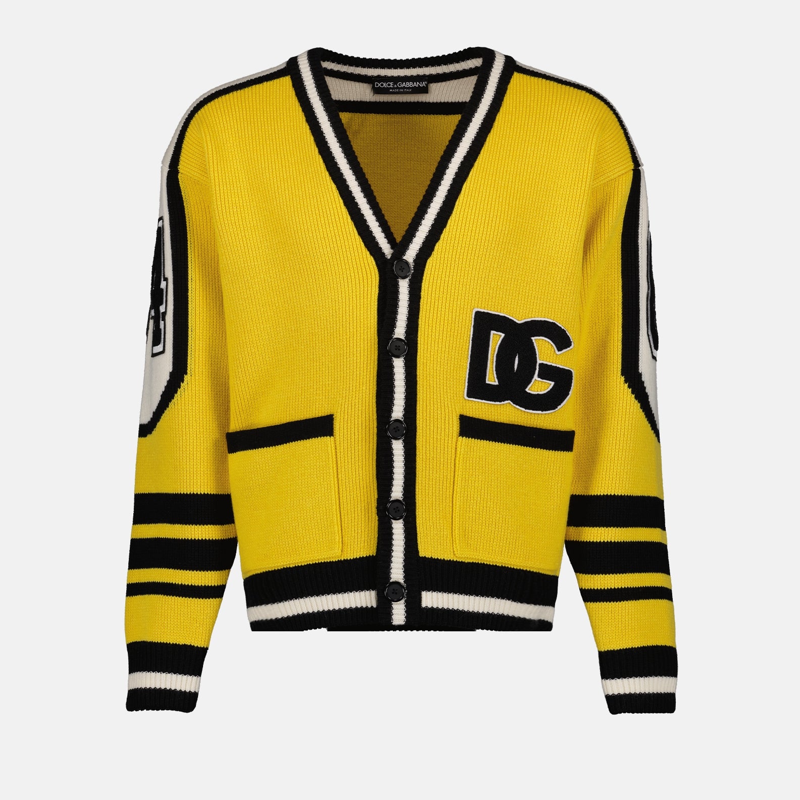 Malhas Cardigan à écusson Dolce & Gabbana Amarelo Homme
