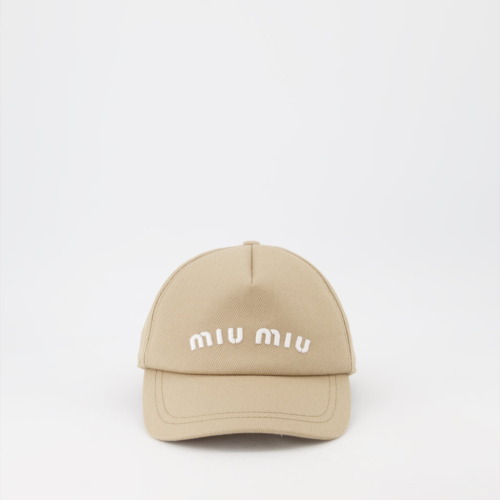 Hats, caps and beanies Logo cap Miu Miu Beige Women