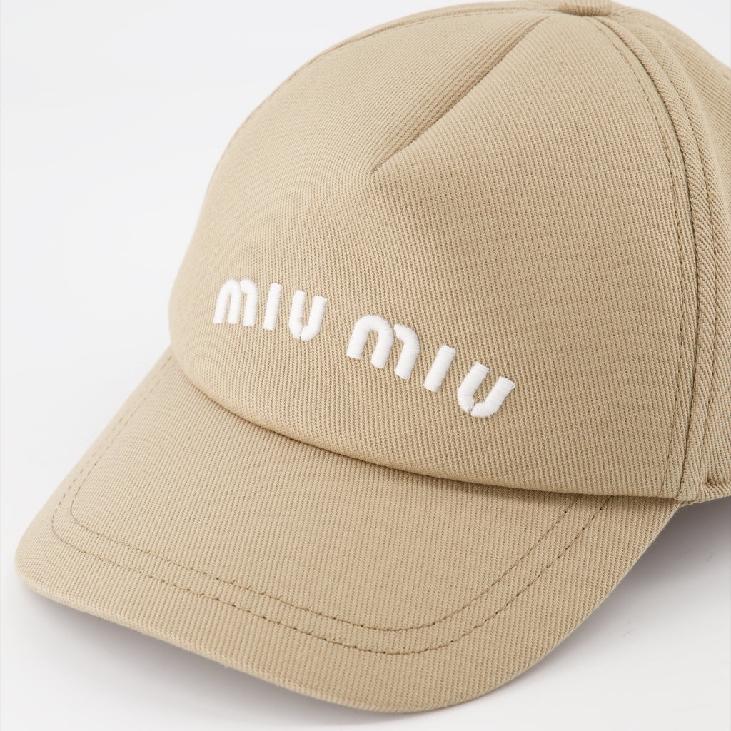 Hats, caps and beanies Logo cap Miu Miu Beige Women