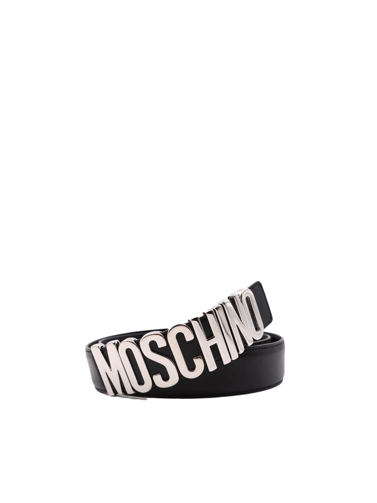 Ceintures Ceinture à logo plaque Moschino Argenté Homme