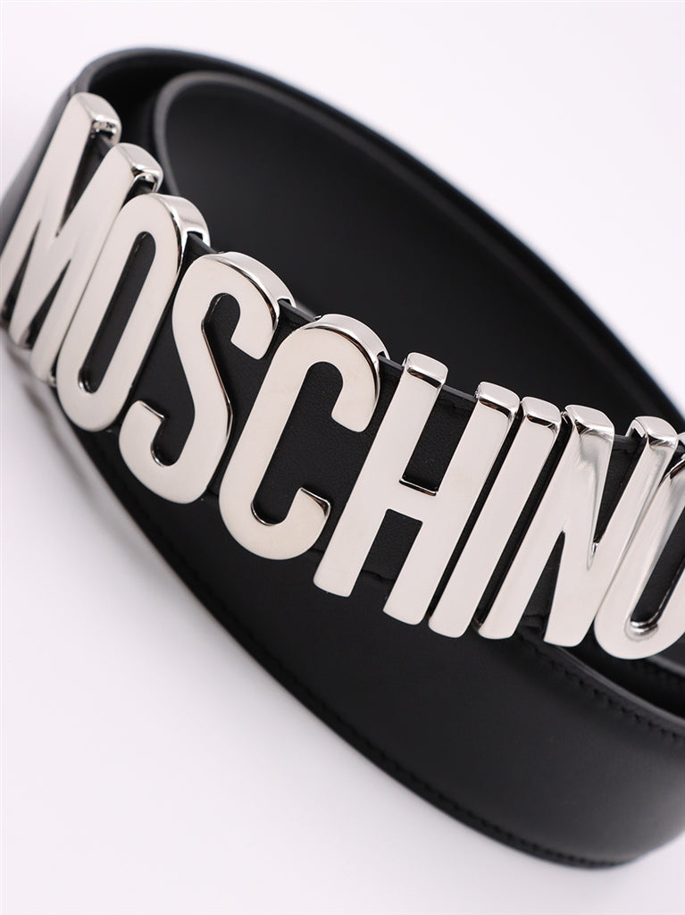 Ceintures Ceinture à logo plaque Moschino Argenté Homme