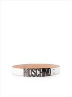 Pequenos artigos de couro Ceinture à logo plaque Moschino Branco Homme